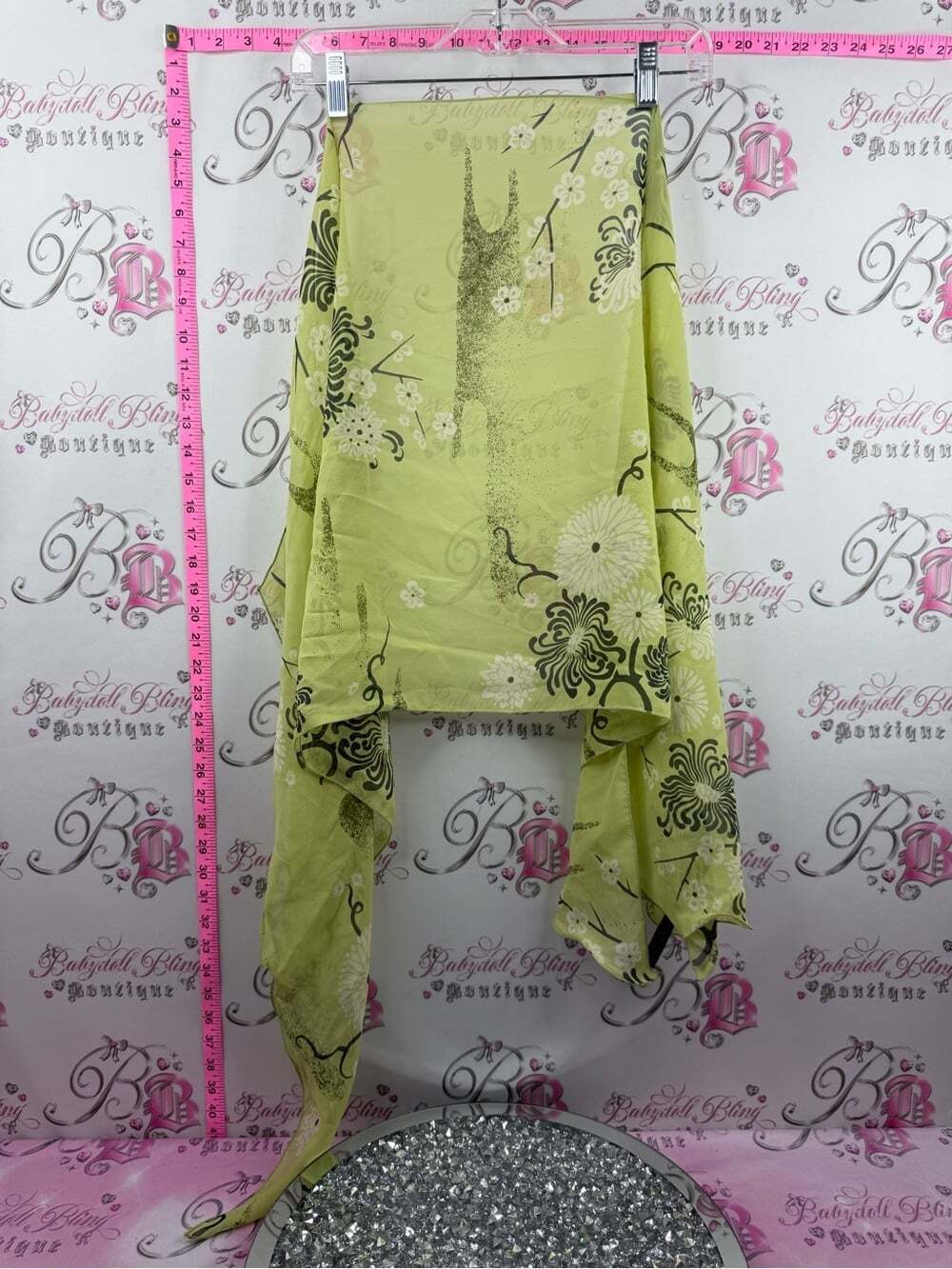 ZAZOULUXE silk scarf Light Green Floral Print Wrap Scarf - Women's Accessory